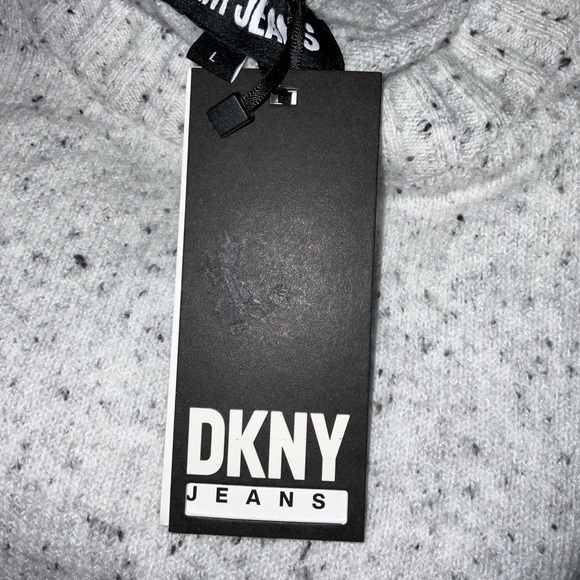 DKNY Crew Neck Long Puffed Volume Sleeve Pleated Dropped Shoulder Sweater Sz. L - Picture 6 of 8